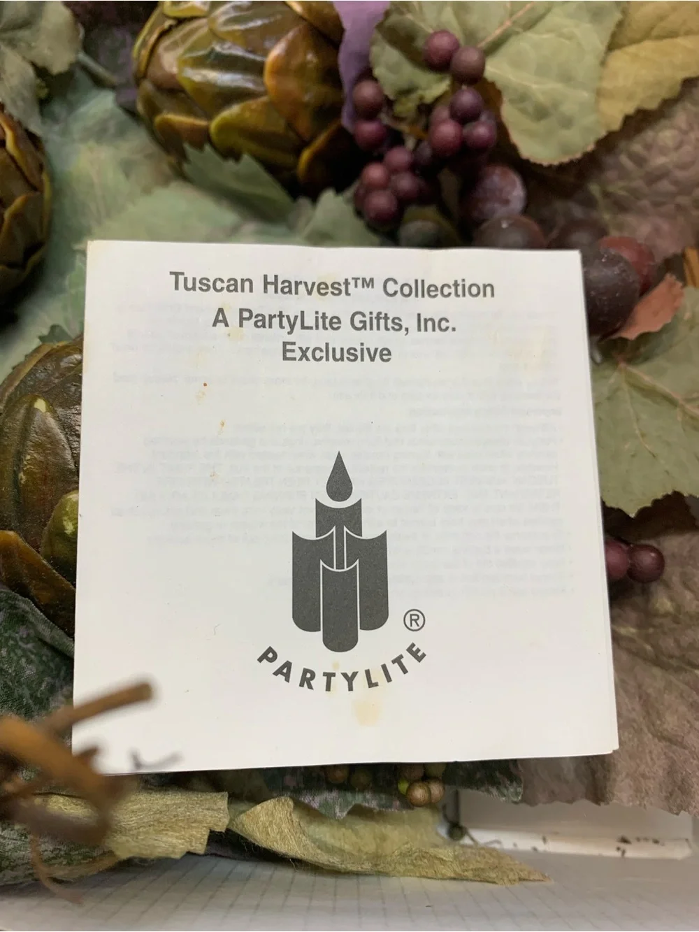 Partylite Tuscan Harvest Green Decorative Wreath Accent 6” P7824 NEW in Box